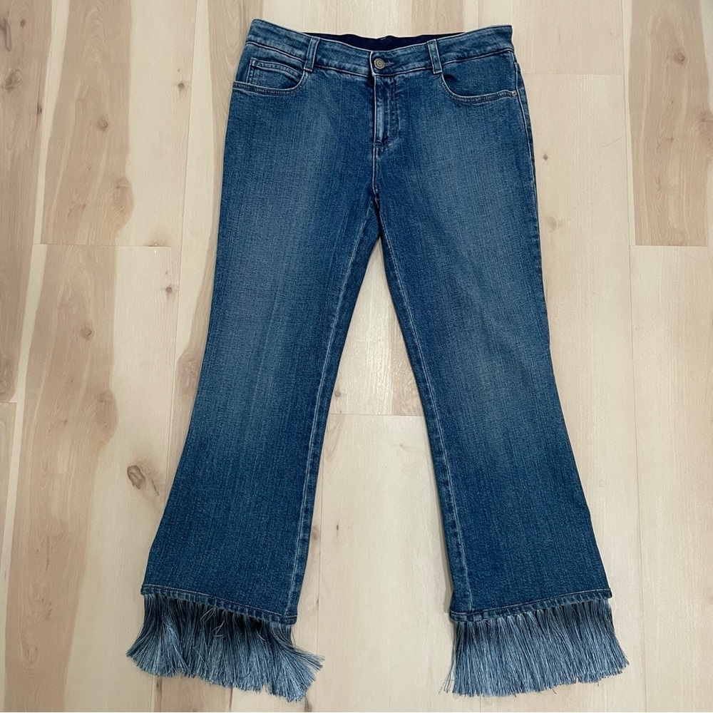 Stella McCartney Women's 29 Fringe Hem Kick Flare Jeans Stretch Mid Rise - Picture 5 of 15